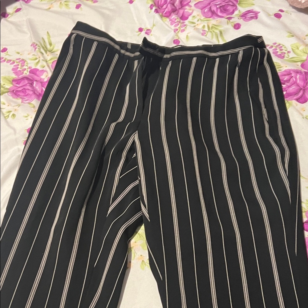Tahari Black Vertical-Stripe Dress Pants
